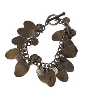 Vintage Boho Charm Bracelet Antique Coin Metal Jewelry